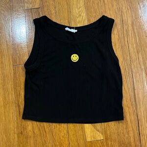 Bear Dance embroidered Smiley face cropped tank